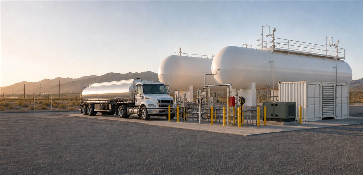 Propane storage tanks and fuel delivery tanker truck
